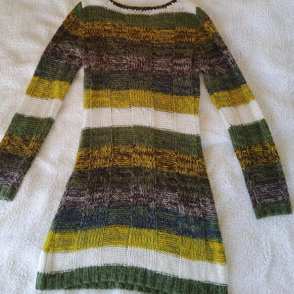 Ultra Flirt Y2K fairy grunge cozy knit crochet sweater mini dress with pockets - Picture 2 of 9